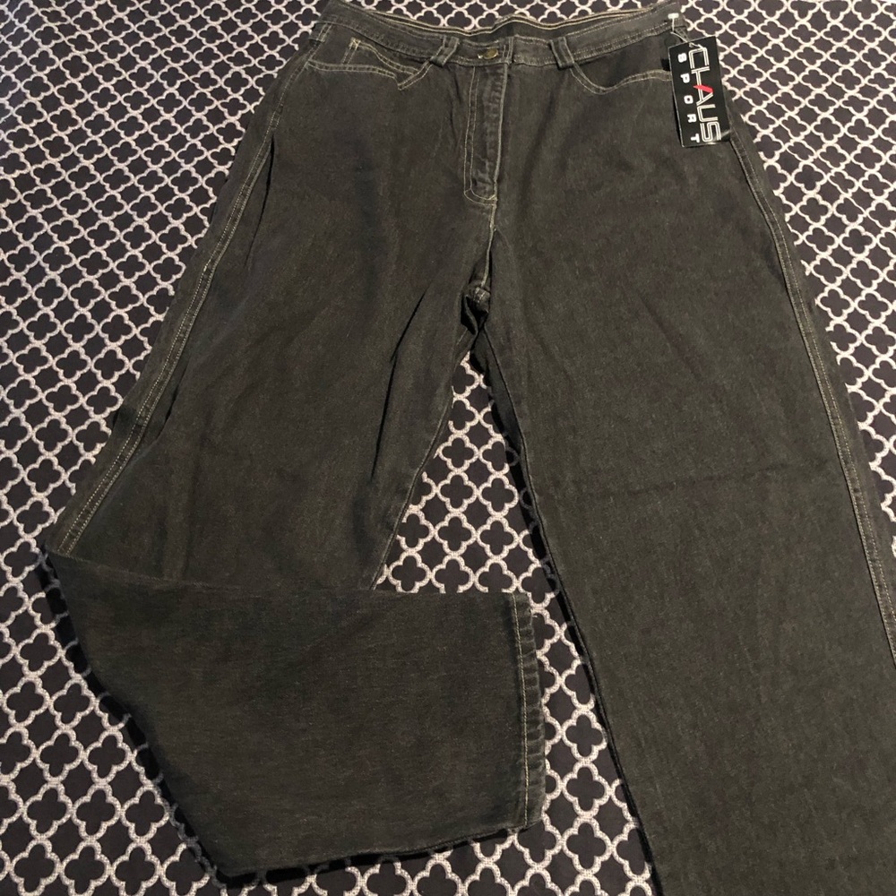 VTG CHAUS SPORT 100% Cotton High Rise Mom Denim Black Jeans Crossroads Sz 16 F1